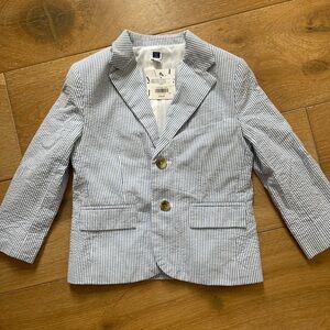 Janie and Jack Seersucker Blazer Structured Tailored Notched Lapels